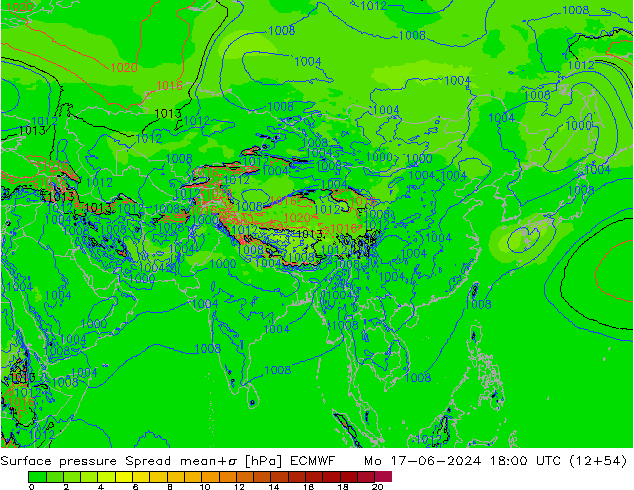 pression de l'air Spread ECMWF lun 17.06.2024 18 UTC