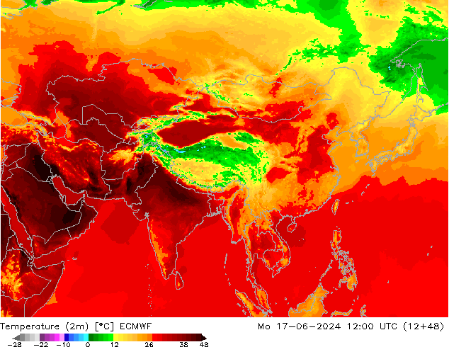 température (2m) ECMWF lun 17.06.2024 12 UTC