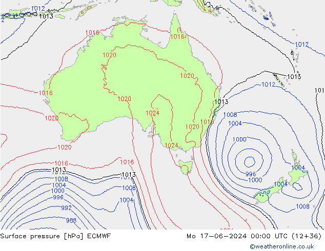 приземное давление ECMWF пн 17.06.2024 00 UTC