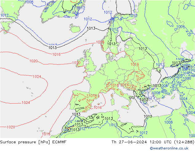 Yer basıncı ECMWF Per 27.06.2024 12 UTC