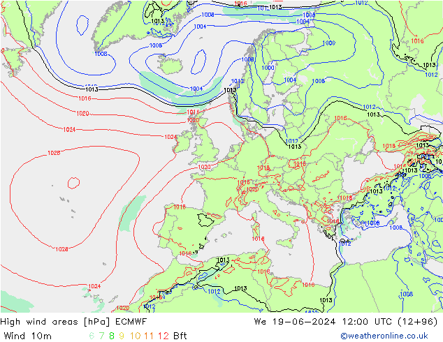 Windvelden ECMWF wo 19.06.2024 12 UTC
