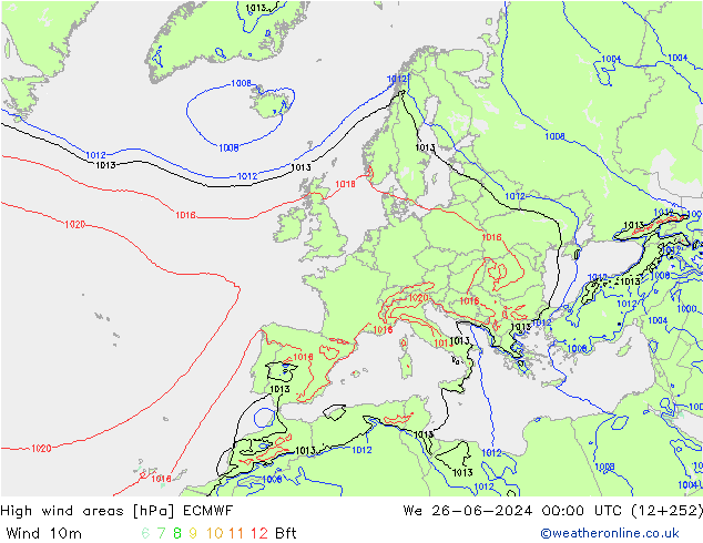 Windvelden ECMWF wo 26.06.2024 00 UTC