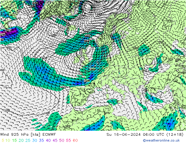 Wind 925 hPa ECMWF Su 16.06.2024 06 UTC