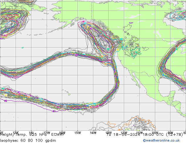 Height/Temp. 925 hPa ECMWF wto. 18.06.2024 18 UTC