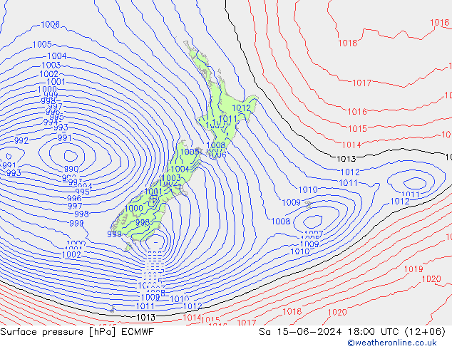 pressão do solo ECMWF Sáb 15.06.2024 18 UTC