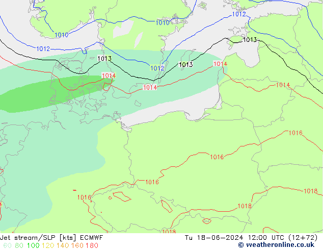 Corriente en chorro ECMWF mar 18.06.2024 12 UTC