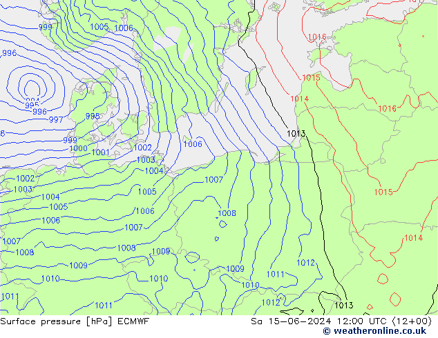 Luchtdruk (Grond) ECMWF za 15.06.2024 12 UTC