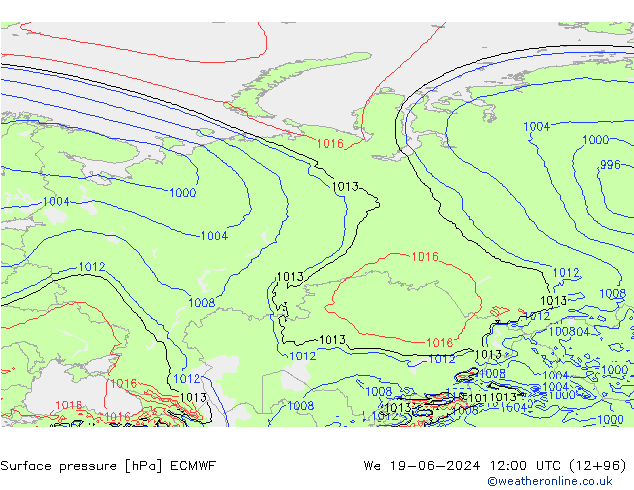 pressão do solo ECMWF Qua 19.06.2024 12 UTC
