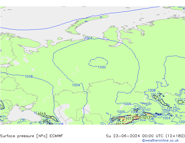 Luchtdruk (Grond) ECMWF zo 23.06.2024 00 UTC