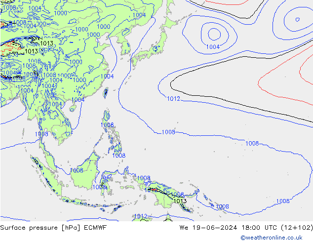 приземное давление ECMWF ср 19.06.2024 18 UTC