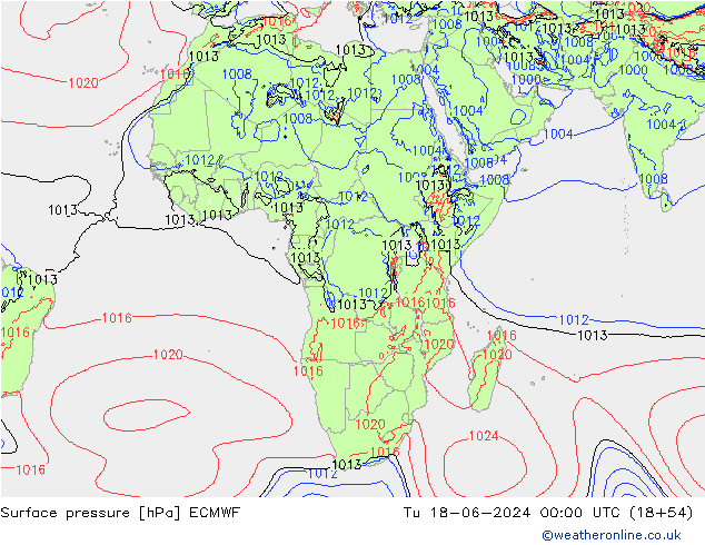 Yer basıncı ECMWF Sa 18.06.2024 00 UTC