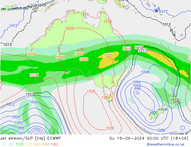 Courant-jet ECMWF dim 16.06.2024 00 UTC