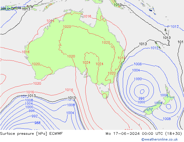 ciśnienie ECMWF pon. 17.06.2024 00 UTC