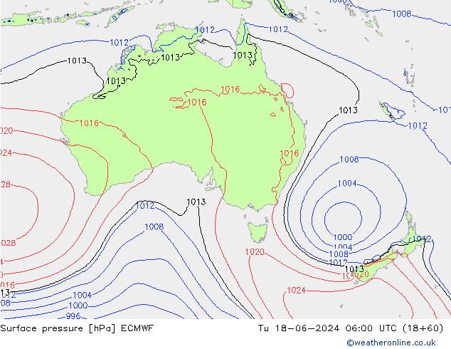 Luchtdruk (Grond) ECMWF di 18.06.2024 06 UTC