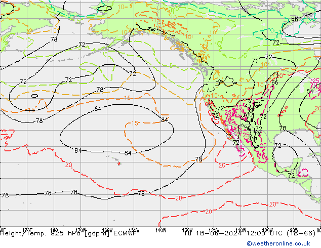 Height/Temp. 925 hPa ECMWF  18.06.2024 12 UTC