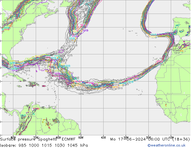 Yer basıncı Spaghetti ECMWF Pzt 17.06.2024 06 UTC