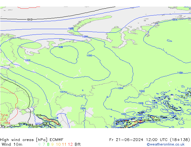 High wind areas ECMWF  21.06.2024 12 UTC