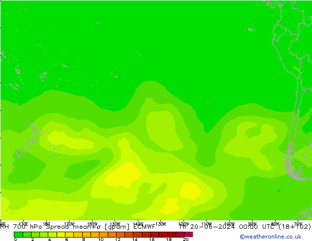 RH 700 hPa Spread ECMWF Th 20.06.2024 00 UTC