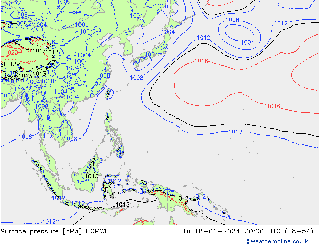 Pressione al suolo ECMWF mar 18.06.2024 00 UTC