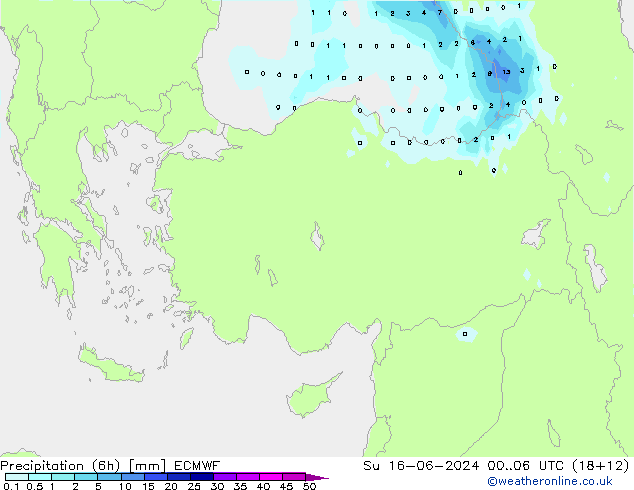 Precipitation (6h) ECMWF Ne 16.06.2024 06 UTC
