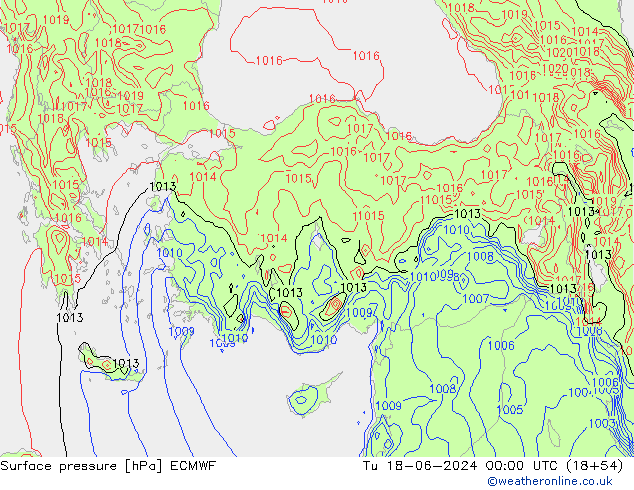 Pressione al suolo ECMWF mar 18.06.2024 00 UTC