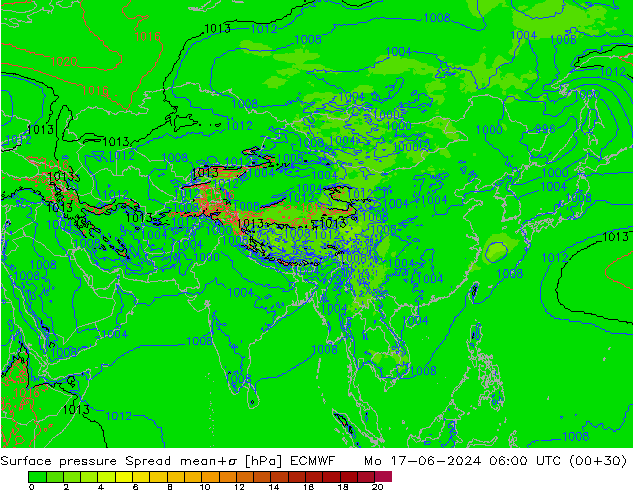 pression de l'air Spread ECMWF lun 17.06.2024 06 UTC