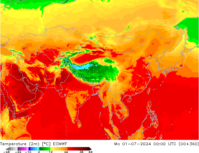 карта температуры ECMWF пн 01.07.2024 00 UTC