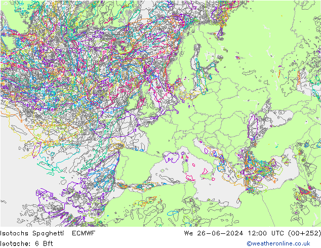 Isotachs Spaghetti ECMWF St 26.06.2024 12 UTC