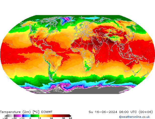 Temperature (2m) ECMWF Su 16.06.2024 06 UTC
