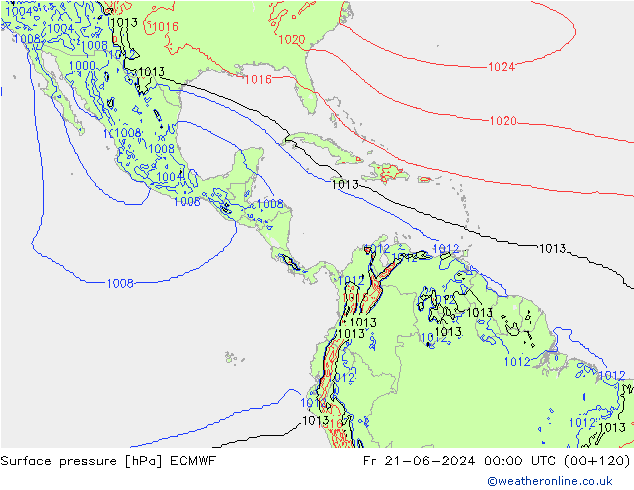 Surface pressure ECMWF Fr 21.06.2024 00 UTC