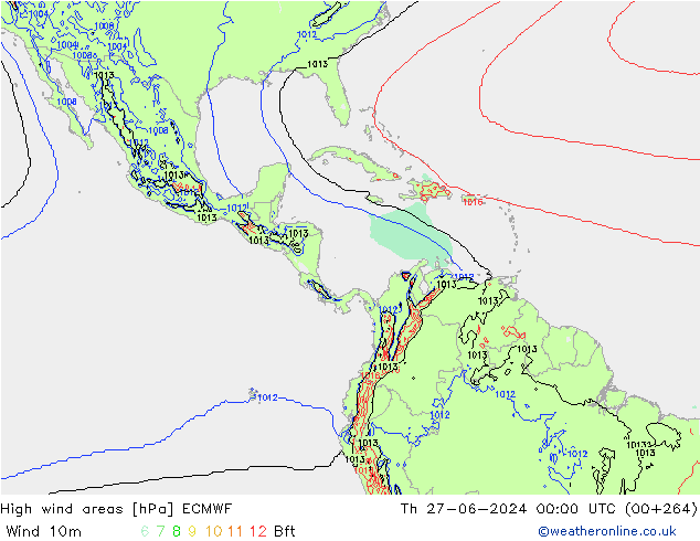 Windvelden ECMWF do 27.06.2024 00 UTC