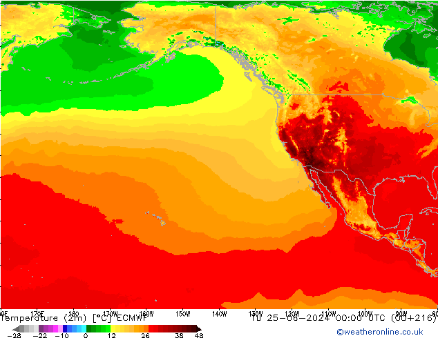 température (2m) ECMWF mar 25.06.2024 00 UTC