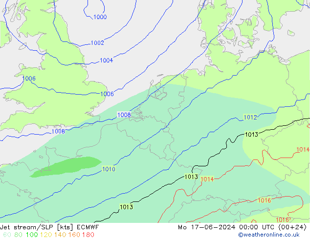 Polarjet/Bodendruck ECMWF Mo 17.06.2024 00 UTC