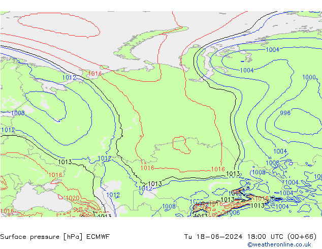 Presión superficial ECMWF mar 18.06.2024 18 UTC