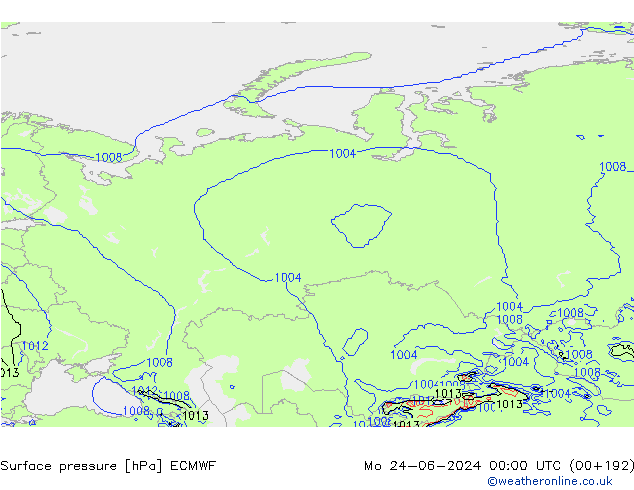 приземное давление ECMWF пн 24.06.2024 00 UTC