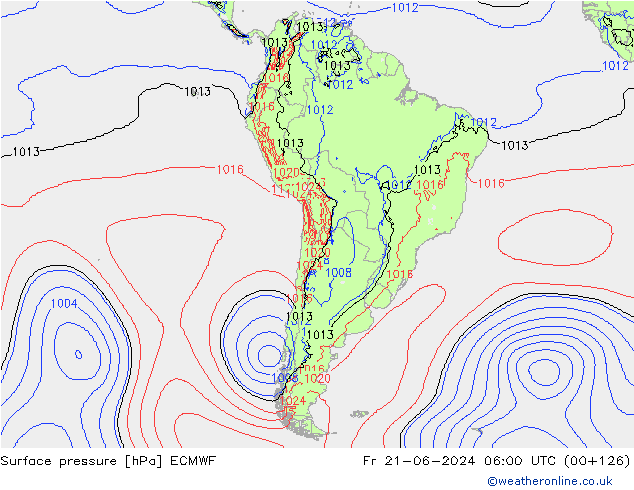 Surface pressure ECMWF Fr 21.06.2024 06 UTC