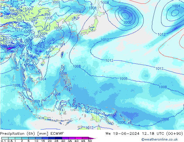 Precipitação (6h) ECMWF Qua 19.06.2024 18 UTC