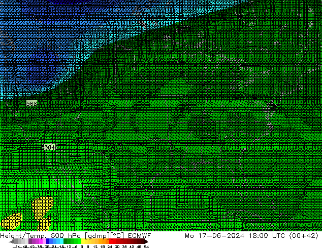 Yükseklik/Sıc. 500 hPa ECMWF Pzt 17.06.2024 18 UTC