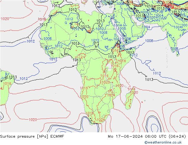 приземное давление ECMWF пн 17.06.2024 06 UTC