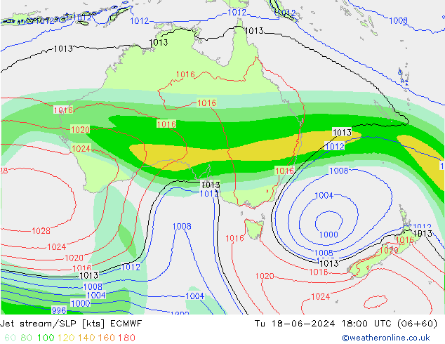Jet stream/SLP ECMWF Tu 18.06.2024 18 UTC