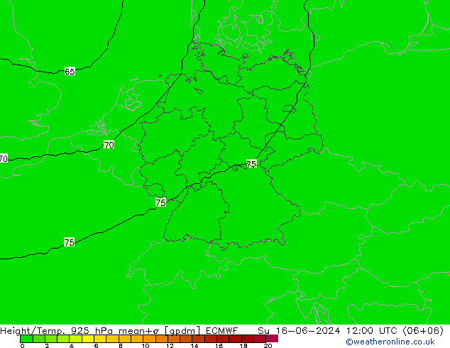 Géop./Temp. 925 hPa ECMWF dim 16.06.2024 12 UTC