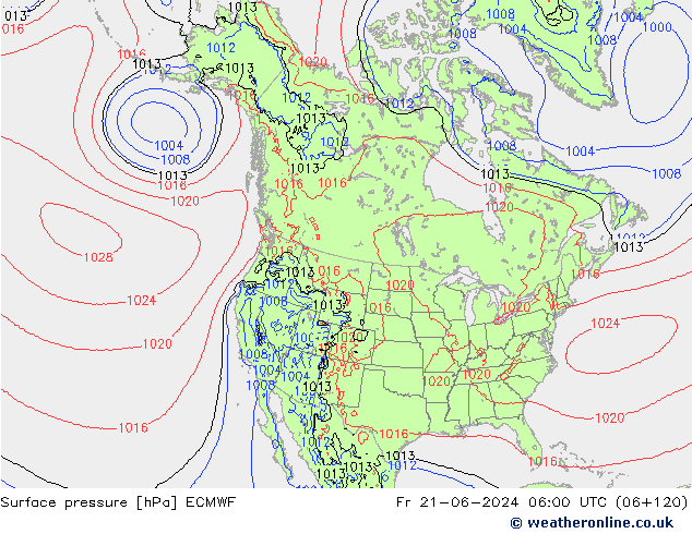 Pressione al suolo ECMWF ven 21.06.2024 06 UTC