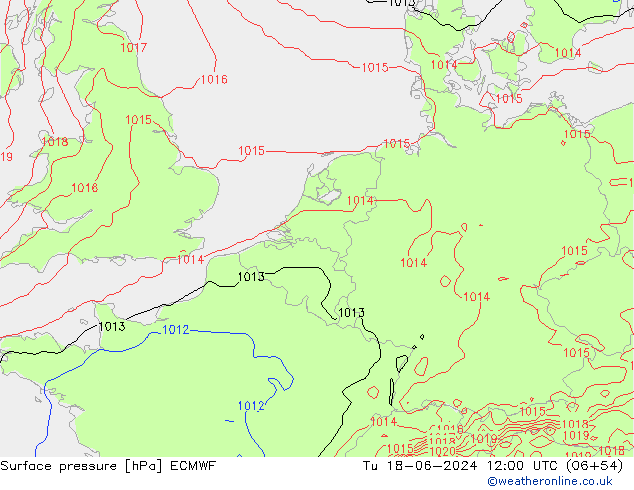 Atmosférický tlak ECMWF Út 18.06.2024 12 UTC