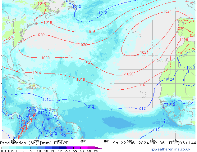 Yağış (6h) ECMWF Cts 22.06.2024 06 UTC