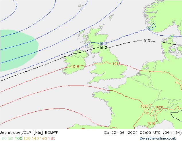 Corrente a getto ECMWF sab 22.06.2024 06 UTC