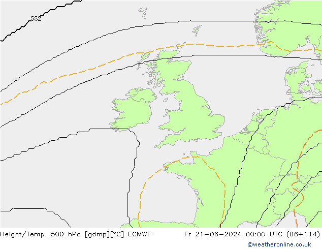 Yükseklik/Sıc. 500 hPa ECMWF Cu 21.06.2024 00 UTC
