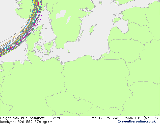 Height 500 hPa Spaghetti ECMWF Mo 17.06.2024 06 UTC
