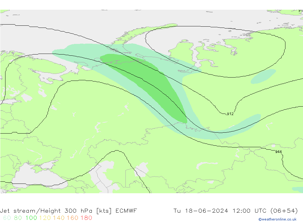 Corriente en chorro ECMWF mar 18.06.2024 12 UTC