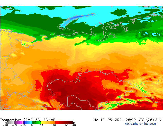 température (2m) ECMWF lun 17.06.2024 06 UTC