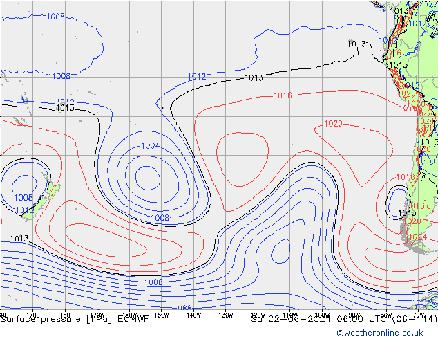 pressão do solo ECMWF Sáb 22.06.2024 06 UTC